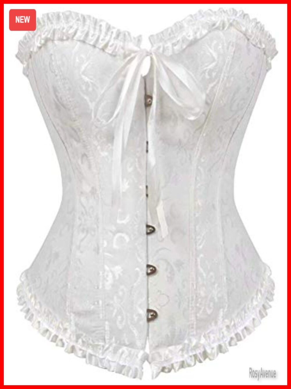 Overbust Corset Top Lace Up Strapless Satin Jacquard Women's Bustier